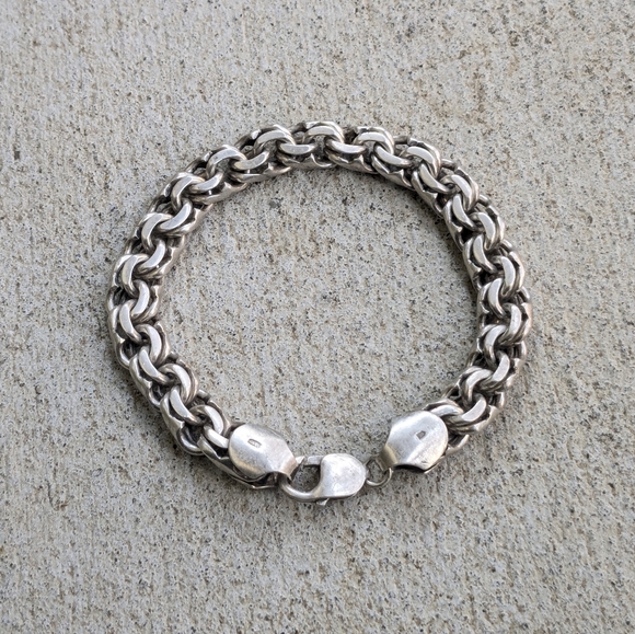 Vintage Sterling Silver Bracelet Double Link 9.25